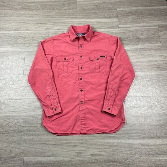 Polo Ralph Lauren Shirt Mens Medium Red Pockets Buttons Outdoor - Picture 1 of 10